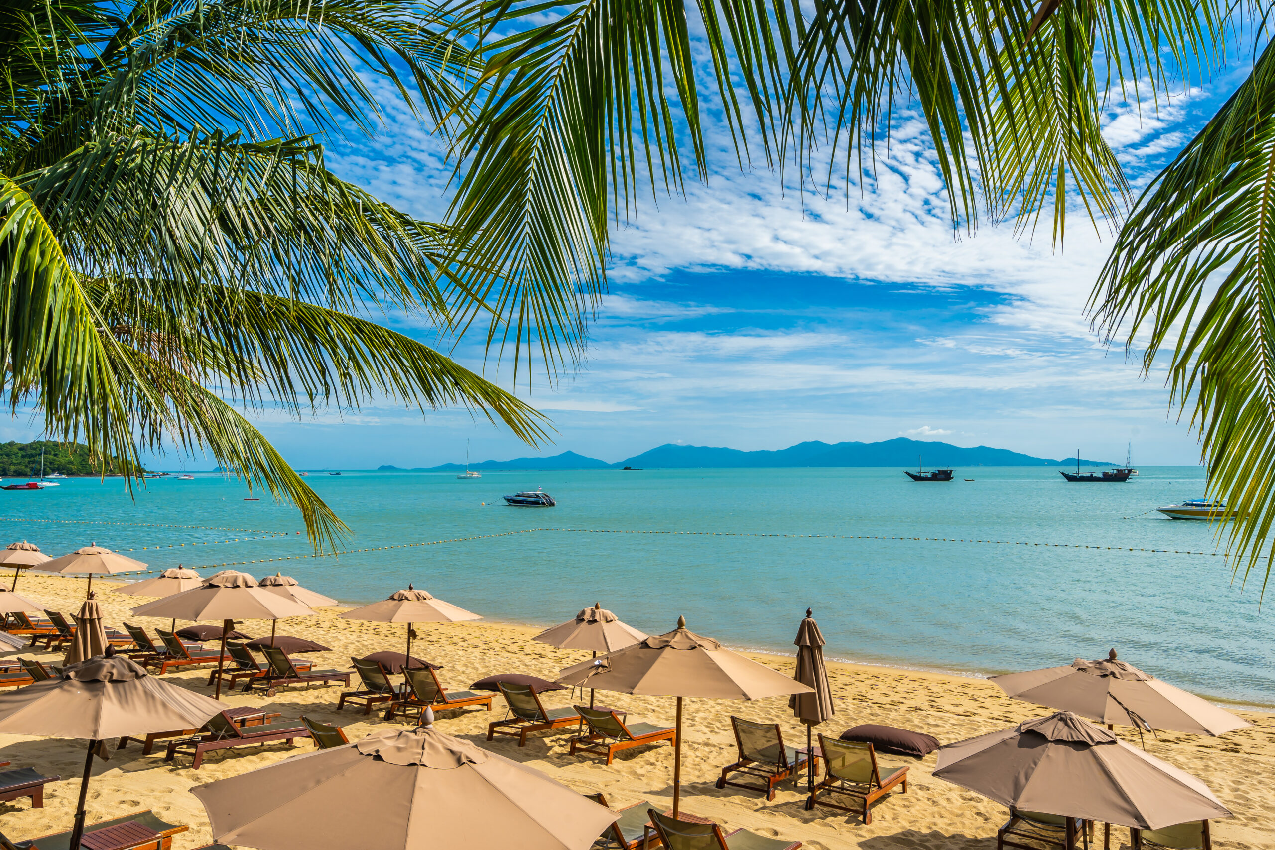 Słońce w Egipcie, narty w Alpach. Nowe kierunki 1 beautiful tropical beach sea ocean with coconut palm tree umbrella chair blue sky scaled